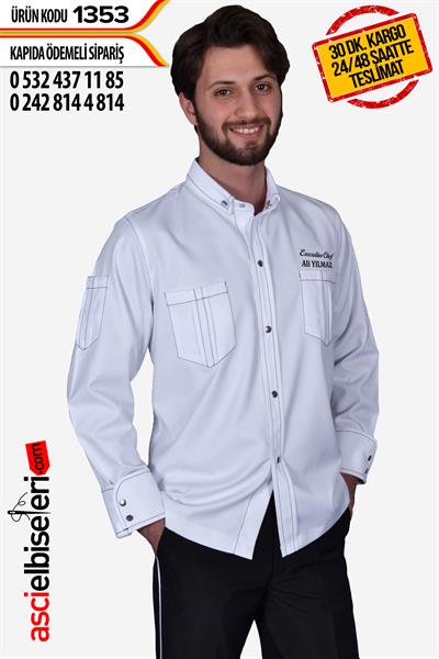 Ss-1353- Spor Tarz Aşçı Ceketi Beyaz