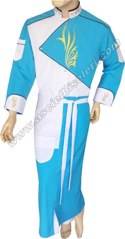 Ss1062 Bodrum Turkuaz Beyaz Chef Aşçı Ceketleri