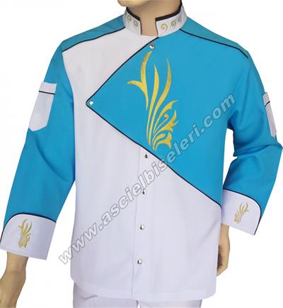 Ss1062 Bodrum Turkuaz Beyaz Chef Aşçı Ceketleri