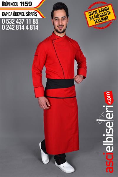 Ss1159 Alsancak Kırmızı Şef Aşçı Ceketi