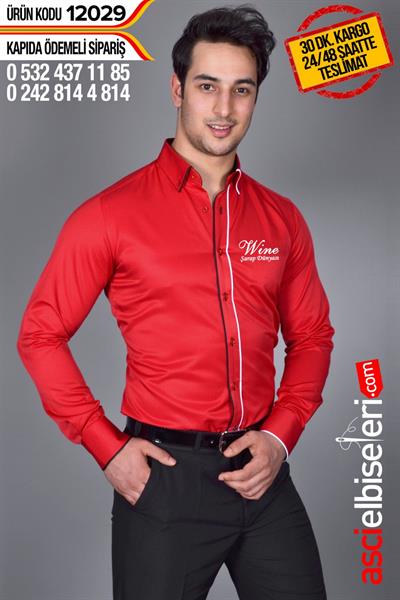 Ss12029 Kırmızı Garson Gömleği Seri Sonu Üründür