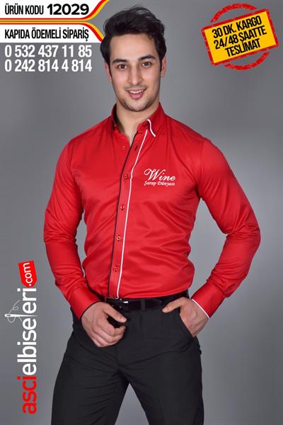Ss12029 Kırmızı Garson Gömleği Seri Sonu Üründür