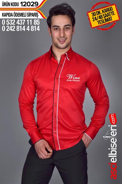 Ss12029 Kırmızı Garson Gömleği Seri Sonu Üründür