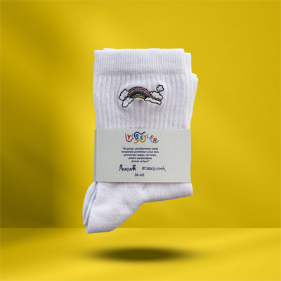 Gökkuşağı Çorap - Beyaz