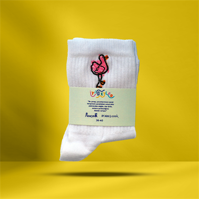 Flamingo Çorap - Beyaz