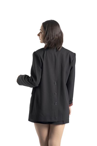 Kırmızı Leopar Astar Desenli Blazer Ceket
