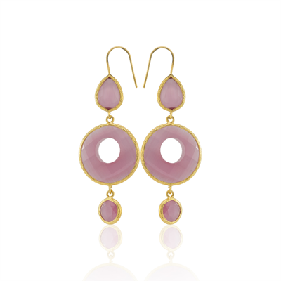 Kadir Jewellery 22 Ayar Altın Kaplama Kadın Sallantılı Küpe -El İşçiliği Ve Hipoalerjenik Küpe