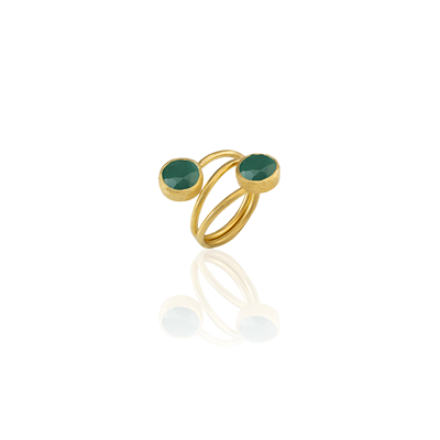 Kadir Jewellery 22 Ayar Altın Kaplama Zirkon Taşlı Ayarlanabilir Renkli Taşlı Yüzük