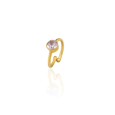Kadir Jewellery 22 Ayar Altın Kaplama Zirkon Taşlı Ayarlanabilir Kadın Minimal Yüzük