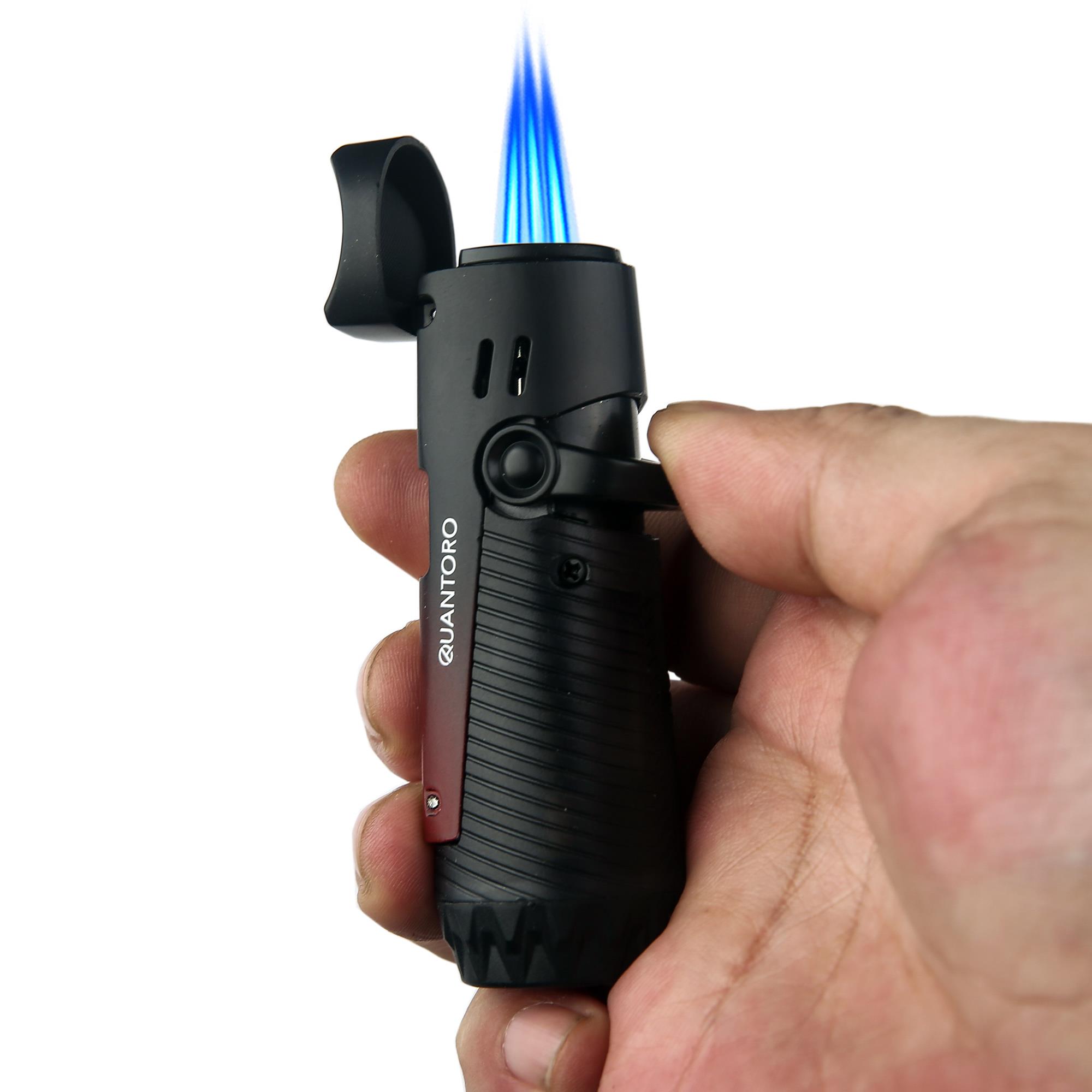 Quantoro 04-9 / 3 Torch  Jet Alevli Puro Delicili ve İğneli Metal Puro Çakmağı Red/Black