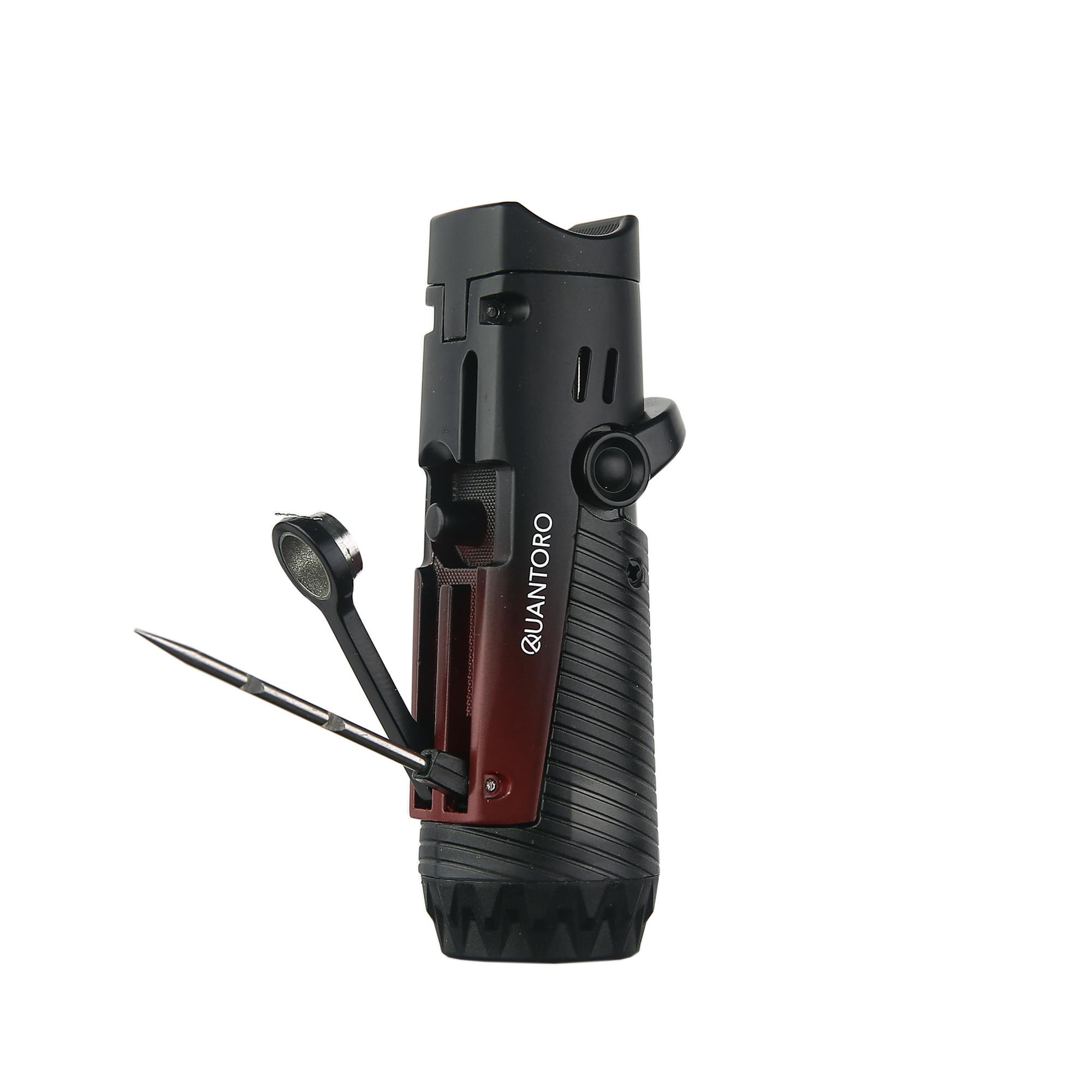 Quantoro 04-9 / 3 Torch  Jet Alevli Puro Delicili ve İğneli Metal Puro Çakmağı Red/Black