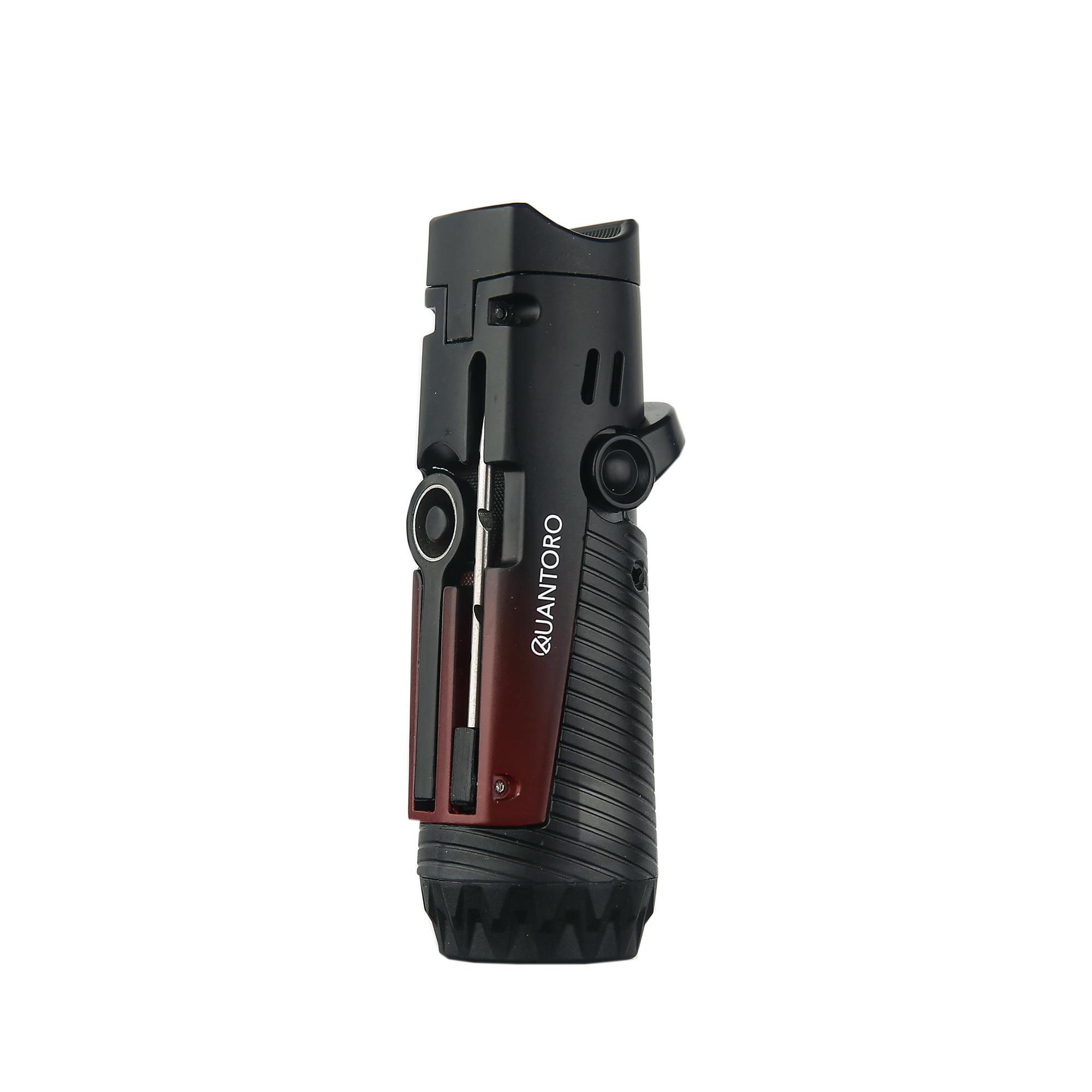 Quantoro 04-9 / 3 Torch  Jet Alevli Puro Delicili ve İğneli Metal Puro Çakmağı Red/Black