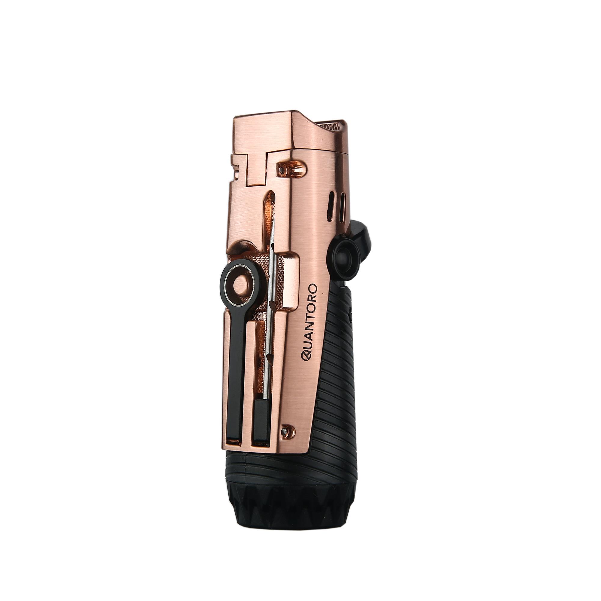 Quantoro 04-9 / 3 Torch  Jet Alevli Puro Delicili ve İğneli Metal Puro Çakmağı Rose Gold