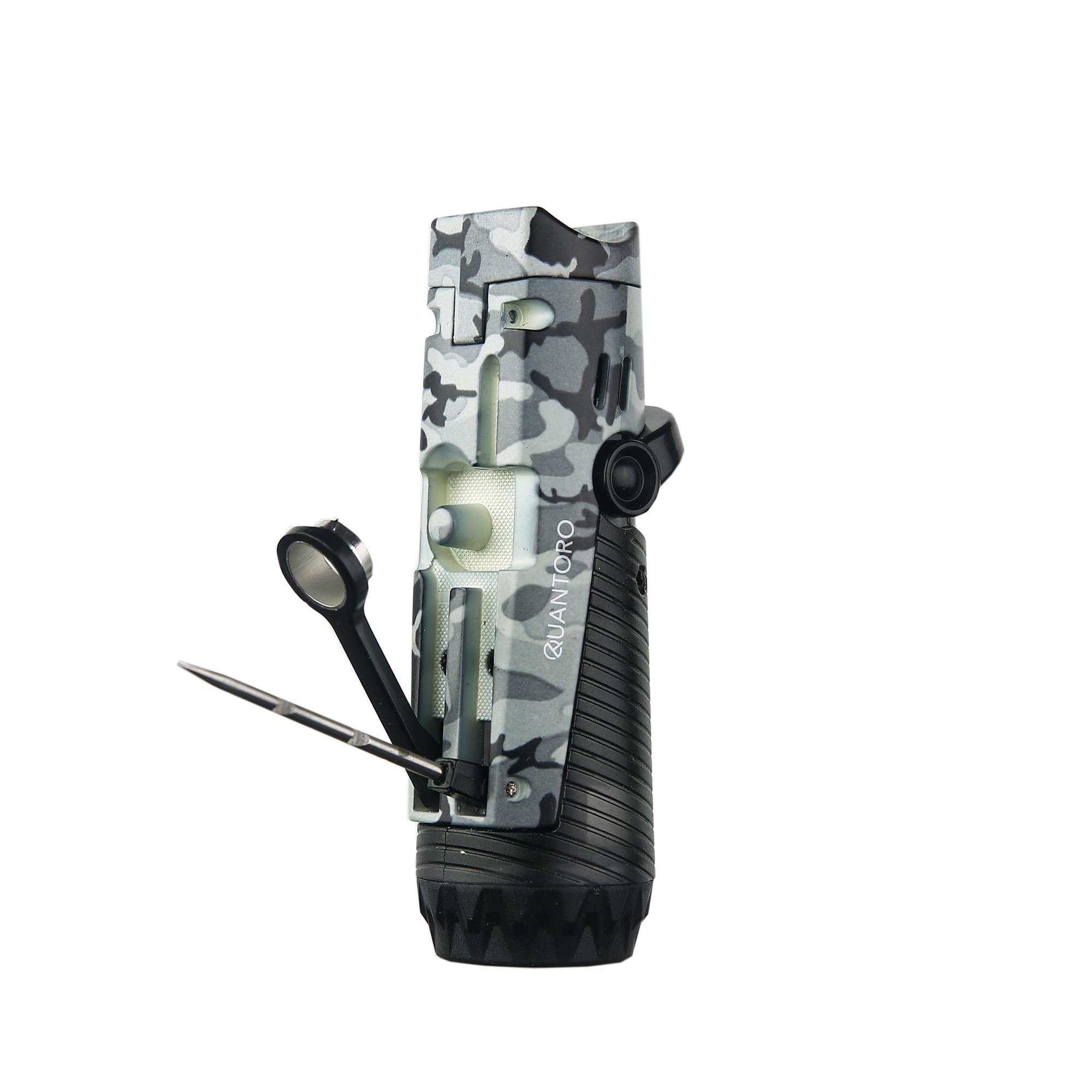 Quantoro 04-9 / 3 Torch Jet  Jet Alevli Puro Delicili ve İğneli Metal Puro Çakmağı Camo 