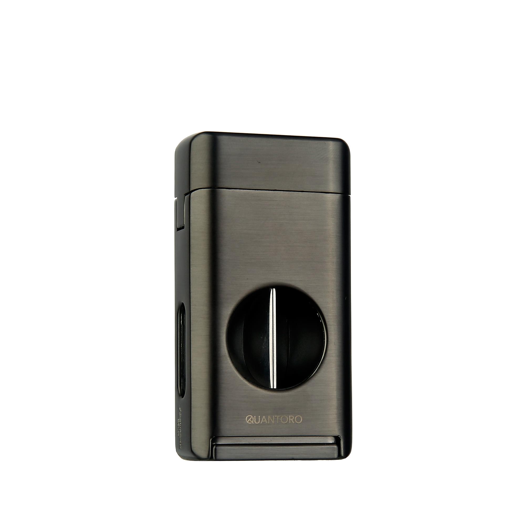 Quantoro 05-35 Puro Kesicili - Puro Dinlendiricili - Üçlü Jet Alev - Gunmetal  Puro Çakmağı 