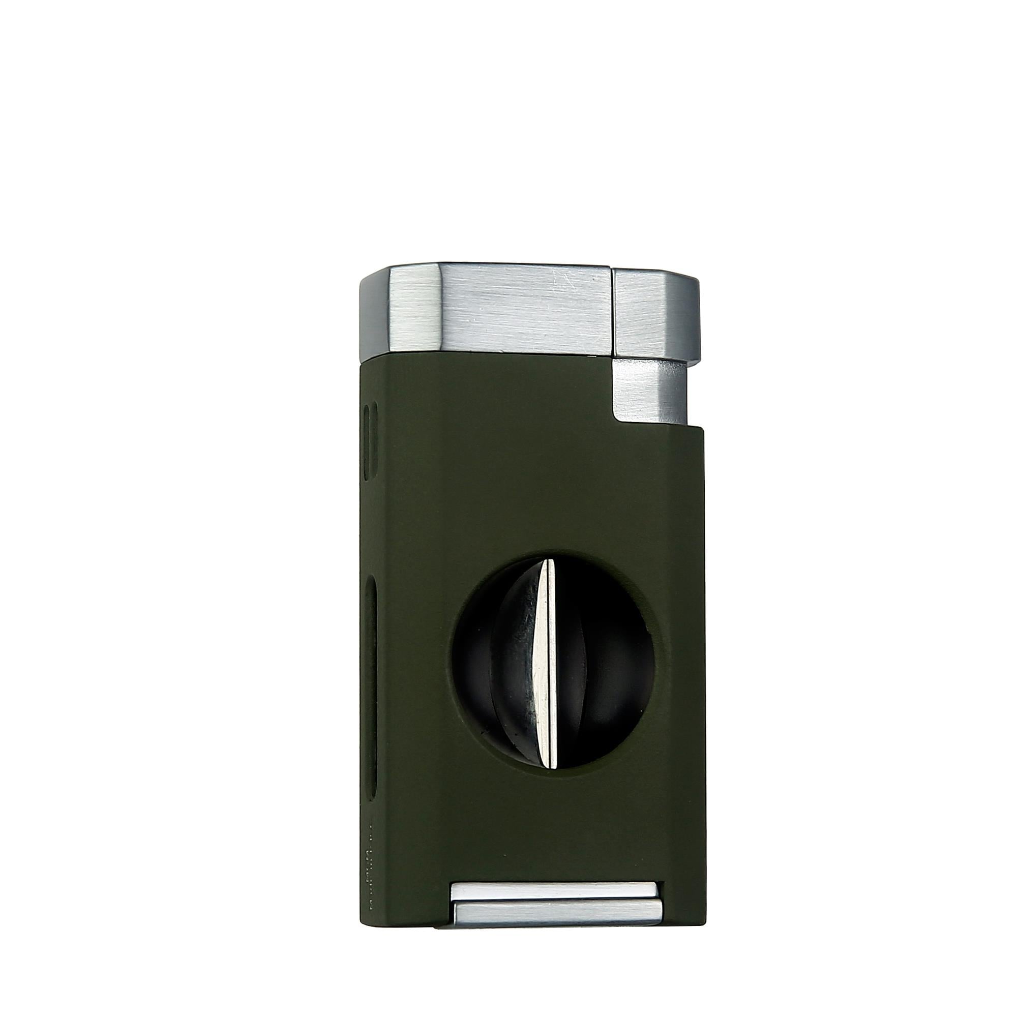 Quantoro 05-39 Üç Jet Alev Puro Kesicili Chrome/Green Puro Çakmağı 