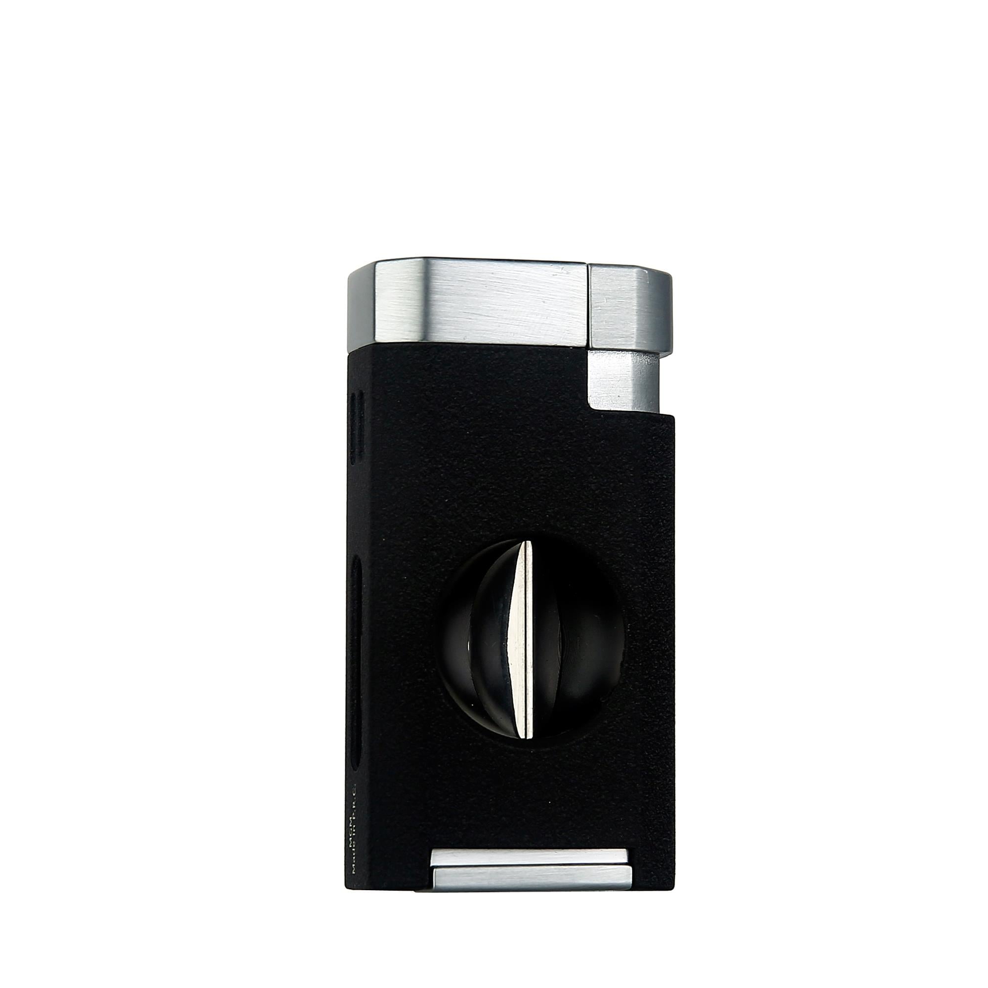 Quantoro 05-39 Üçlü Jet Alev Puro Kesicili Chrome/Black Puro Çakmağı 