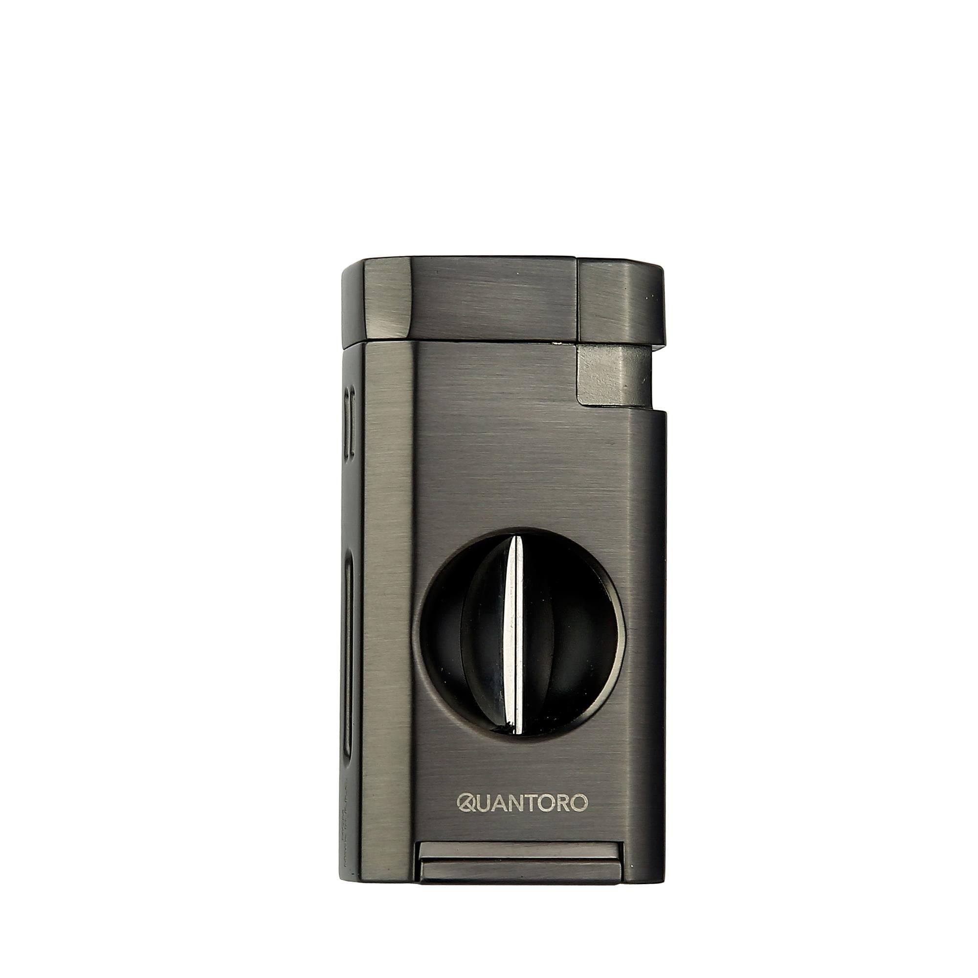 Quantoro 05-39 Üçlü Jet Alev Puro Kesicili Gunmetal Puro Çakmağı 