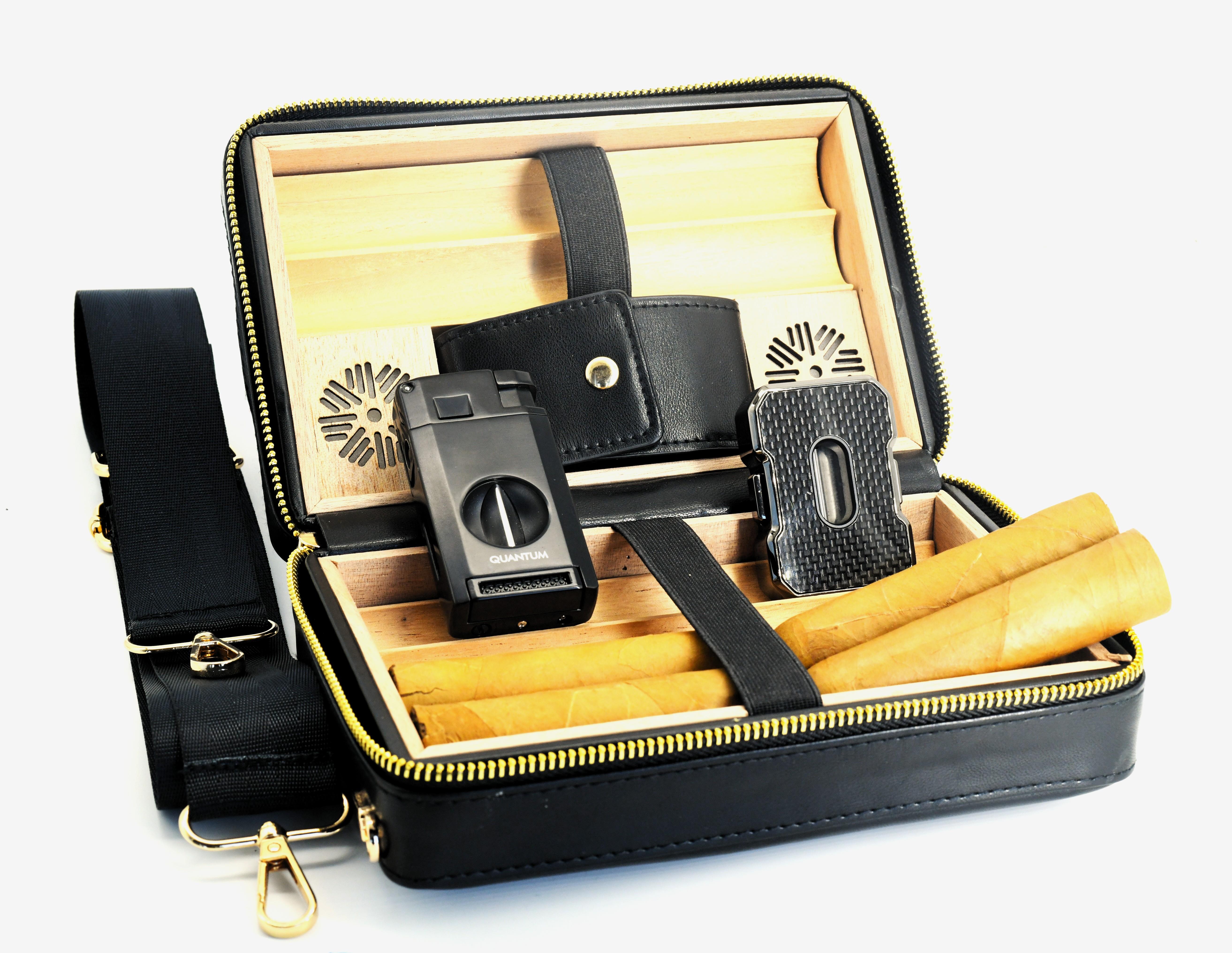 Deri Seyahat Humidor Siyah QLP-6