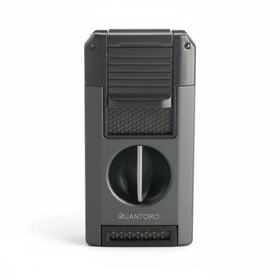 Quantoro 05-64 Puro Kesicili Delicili Çift Jet Alev Çakmağı/Grey