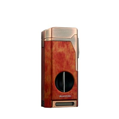 Quantoro 05-31 Brown Grain Kesicili Dörtlü Jet Alev  Puro Çakmağı 