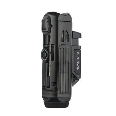 Quantoro 04-10 Çift Torch  Jet Alevli Siyah Puro Çakmağı - Punch Delicili - Puro İğnesi - Puro Dinlendirme Özelliği 