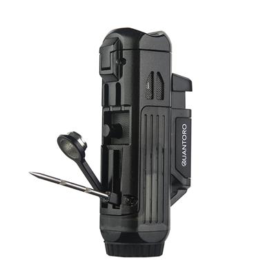 Quantoro 04-10 Çift Torch  Jet Alevli Siyah Puro Çakmağı - Punch Delicili - Puro İğnesi - Puro Dinlendirme Özelliği 