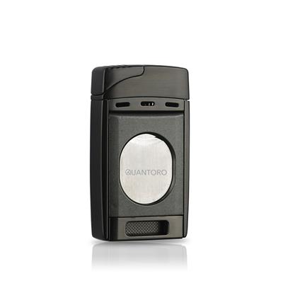 Quantoro  Kesicili Çift Jet Alev Gunmetal Puro Çakmağı 04-25 