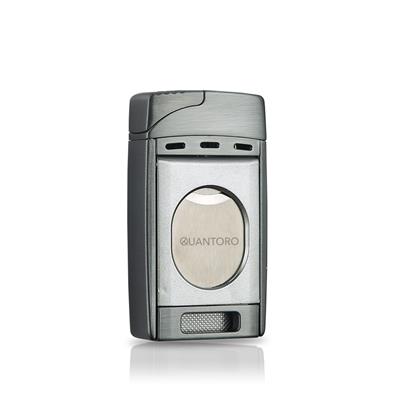 Quantoro  Kesicili Çift Jet Alev Silver Puro Çakmağı 04-25 