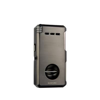 Quantoro 05-32 Kesicili Delicili İğneli Çift Jet Alev Çakmak Gunmetal 