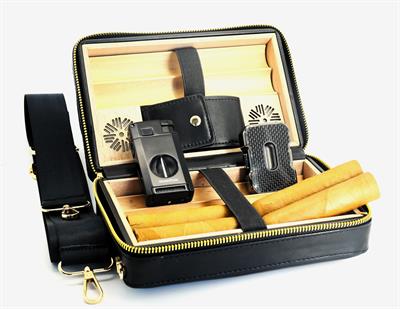 Deri Seyahat Humidor Siyah QLP-6