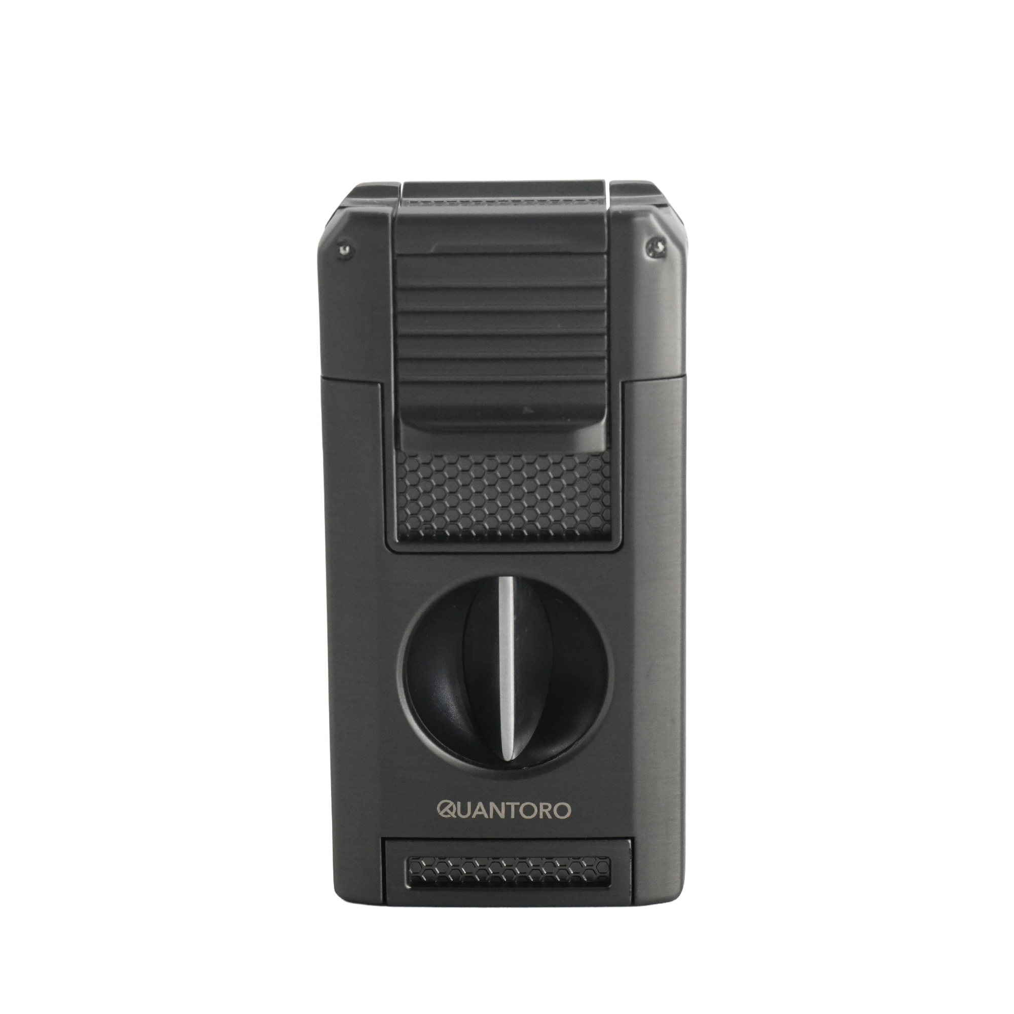Quantoro 05-64 Puro Kesicili Delicili Çift Jet Alev Çakmağı/Gunmetal