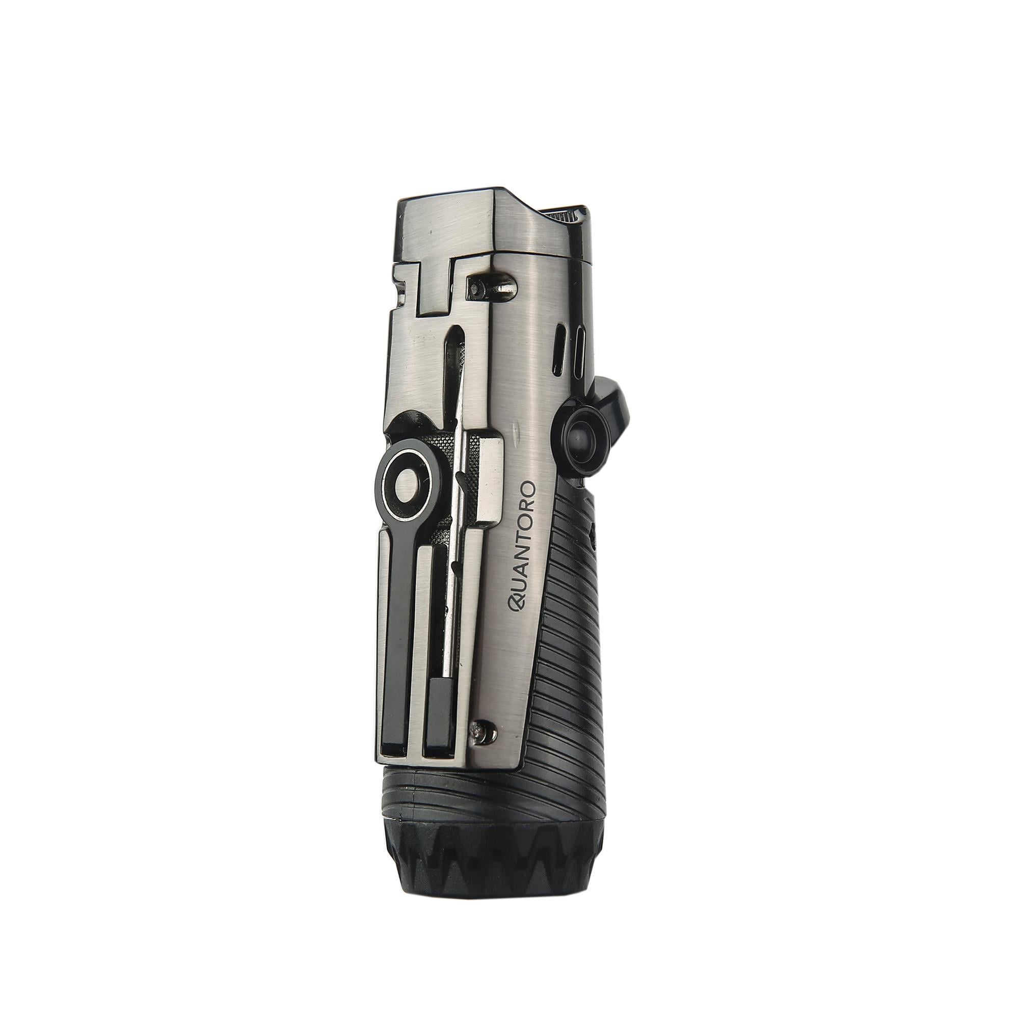 Quantoro 3 Torch Jet  Jet Alevli Puro Delicili ve İğneli Metal Puro Çakmağı Gunmetal MGM 04-9