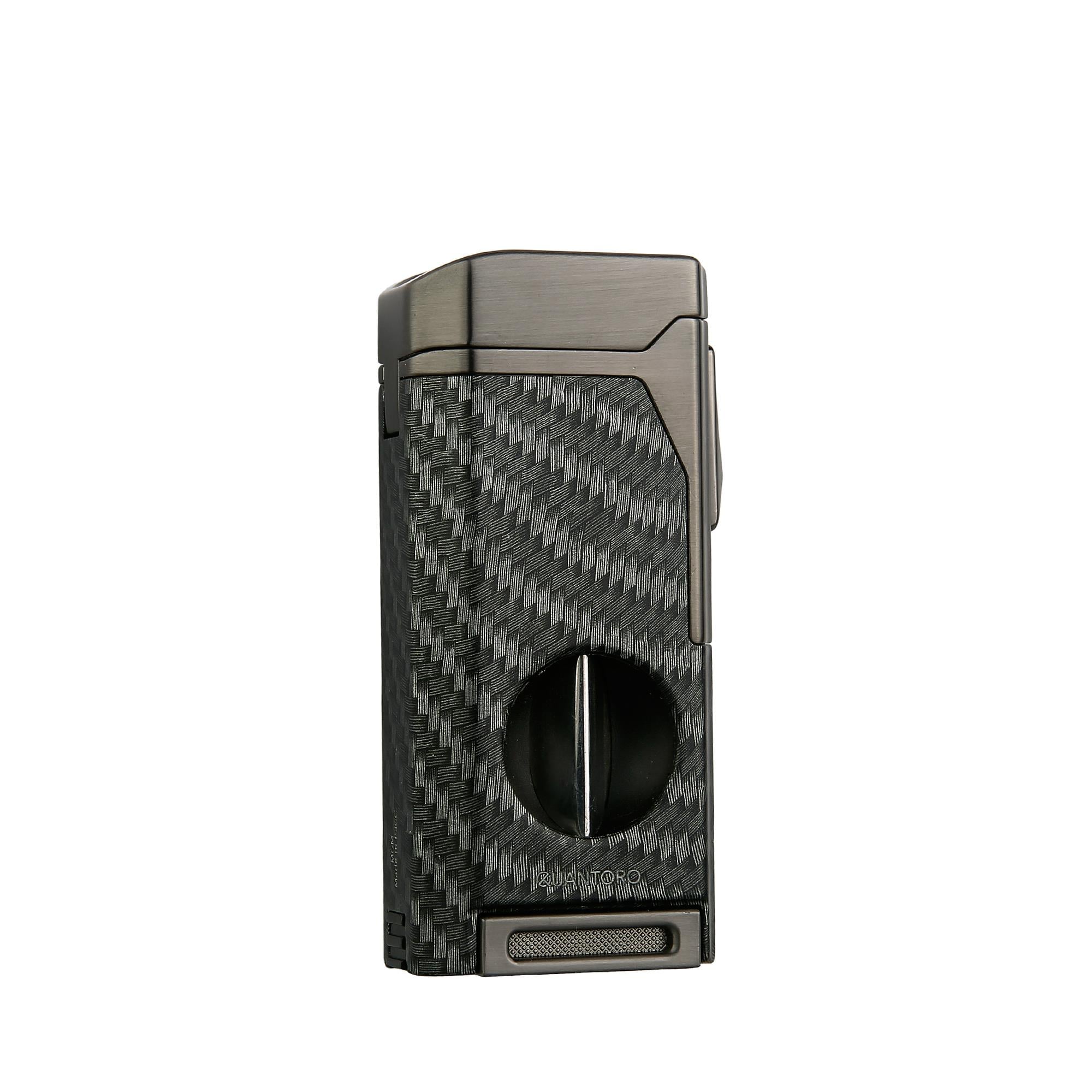 Quantoro Black Carbon  Kesicili Dörtlü Jet Alev Puro Çakmakğı 05-31