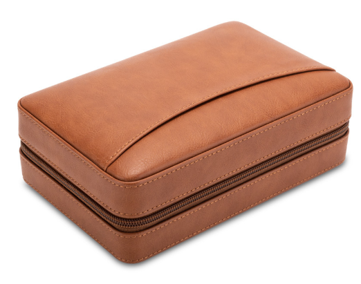QUANTUM Deri Seyahat Humidor Kahverengi | İçi Sedir Ağacı Kaplama