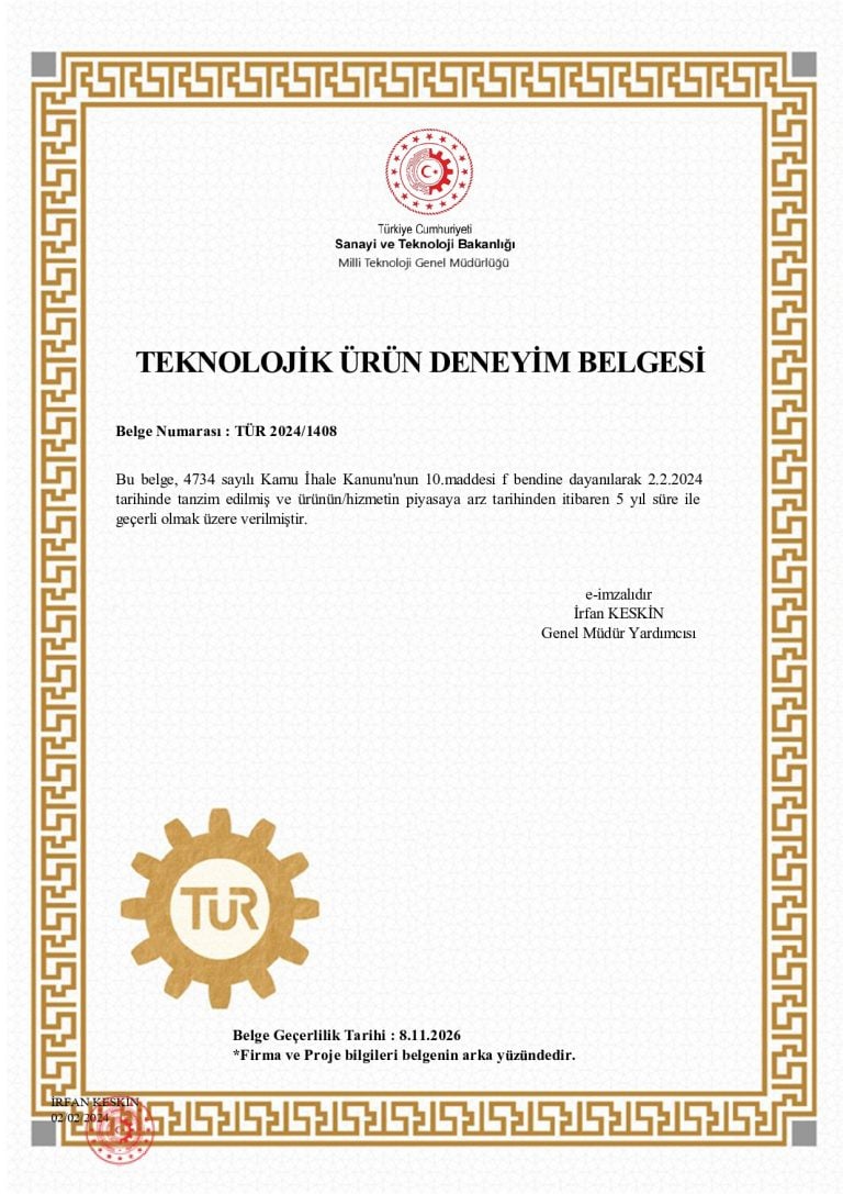 Teknolojik Urun Deneyim Belgesi
