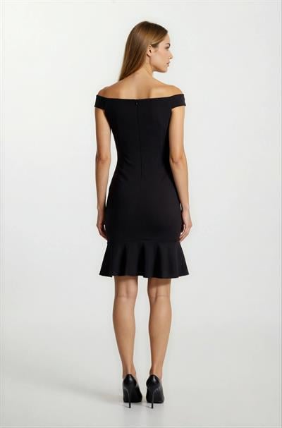 Alfieri Kalın  Askılıı Kısa Abiye Elbise SİYAH