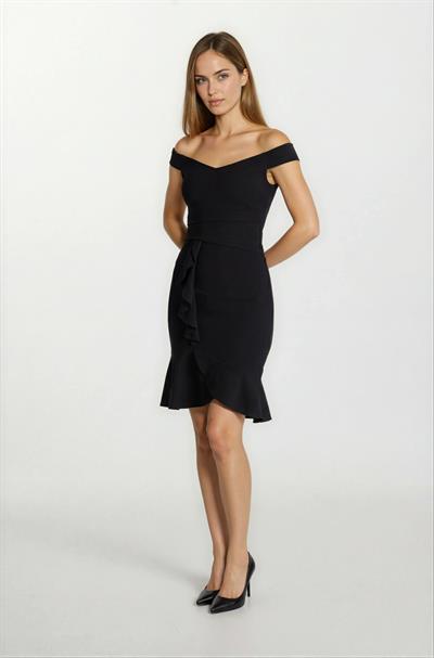 Alfieri Kalın  Askılıı Kısa Abiye Elbise SİYAH