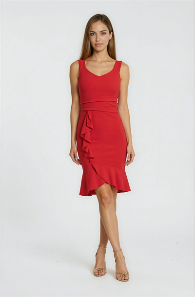 Alfieri Kalın  Askılıı Kısa Abiye Elbise KIRMIZI