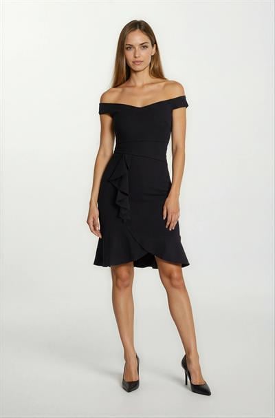 Alfieri Kalın  Askılıı Kısa Abiye Elbise SİYAH