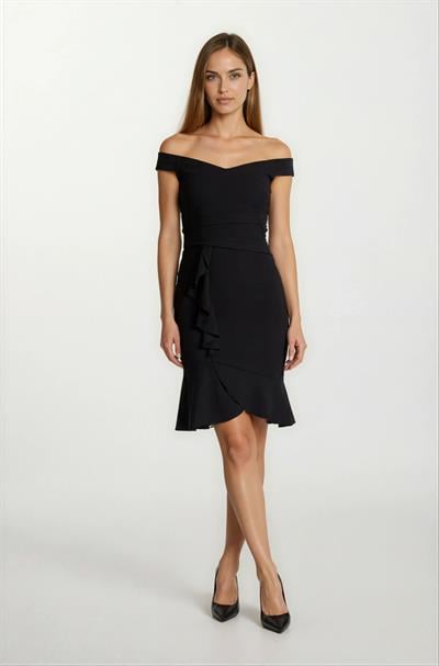 Alfieri Kalın  Askılıı Kısa Abiye Elbise SİYAH