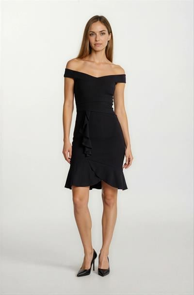 Alfieri Kalın  Askılıı Kısa Abiye Elbise SİYAH