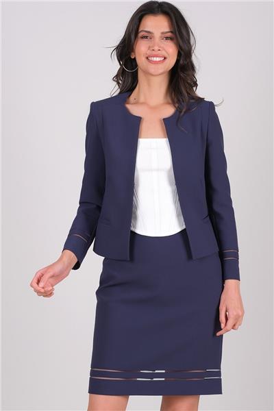 Mariella Etek Ucu Tül Detaylı Etek LACİVERT