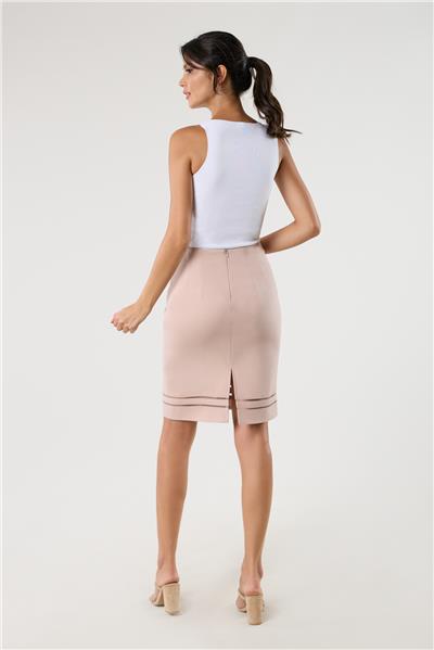 Mariella Etek Ucu Tül Detaylı Etek PUDRA