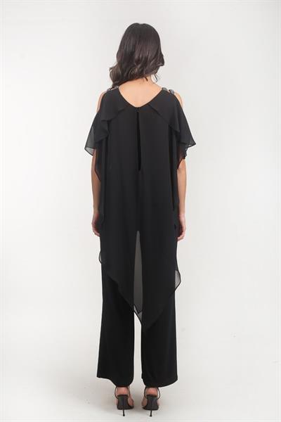 Angelinda Omuzları Taş Askılı Abiye Tulum SİYAH