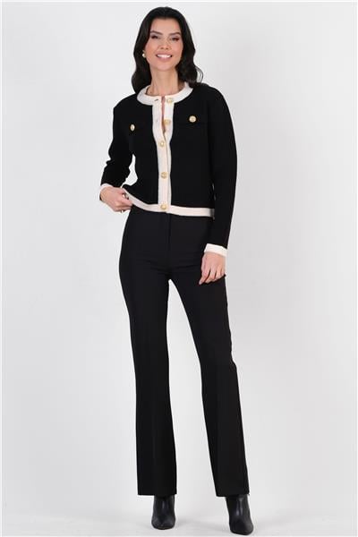 Ardengo Geniş Kemer İspanyol Paça Pantolon SİYAH