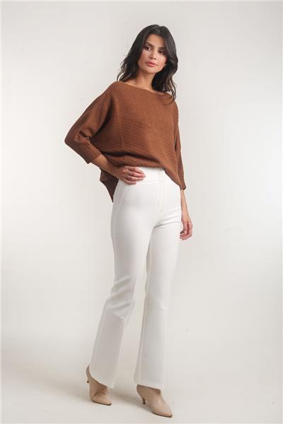 Ardengo Geniş Kemer İspanyol Paça Pantolon EKRU