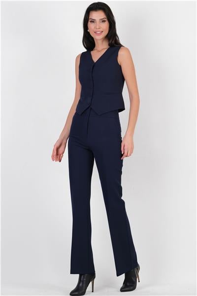 Ardengo Geniş Kemer İspanyol Paça Pantolon LACİVERT