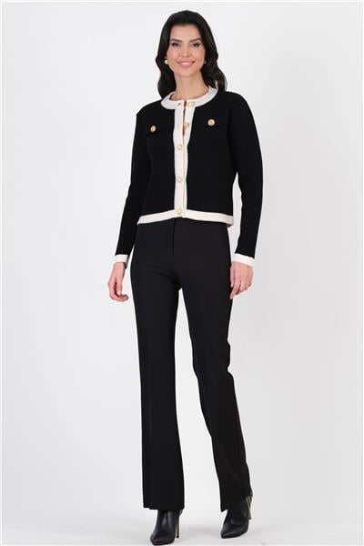 Ardengo Geniş Kemer İspanyol Paça Pantolon SİYAH