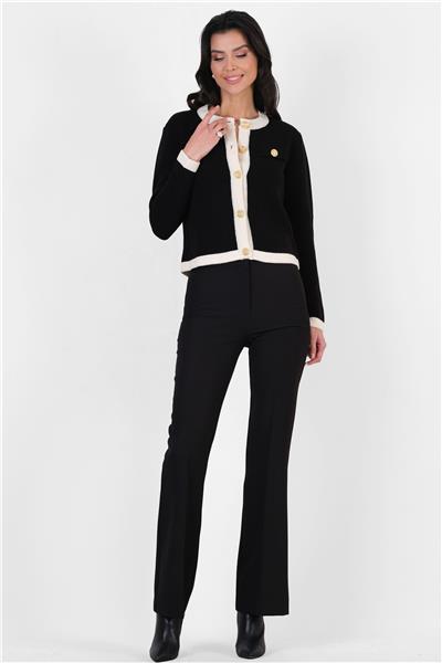 Ardengo Geniş Kemer İspanyol Paça Pantolon SİYAH